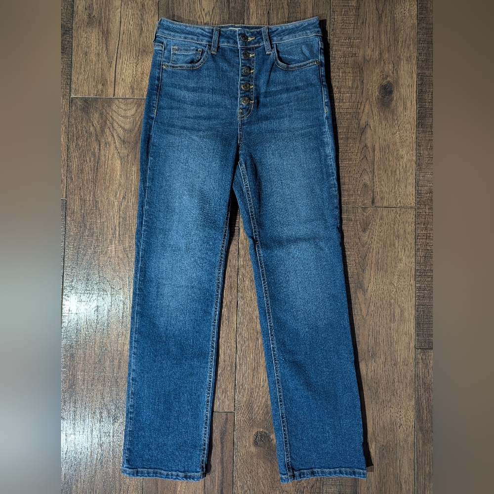 Harper Heritage Womens High Rise Straight Leg Stretch Jeans Sz 28x30 Button Fly